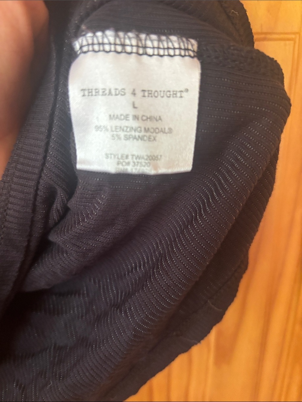 Threads 4 Thought Black Ribbed Tank Top - Picture 3 of 3